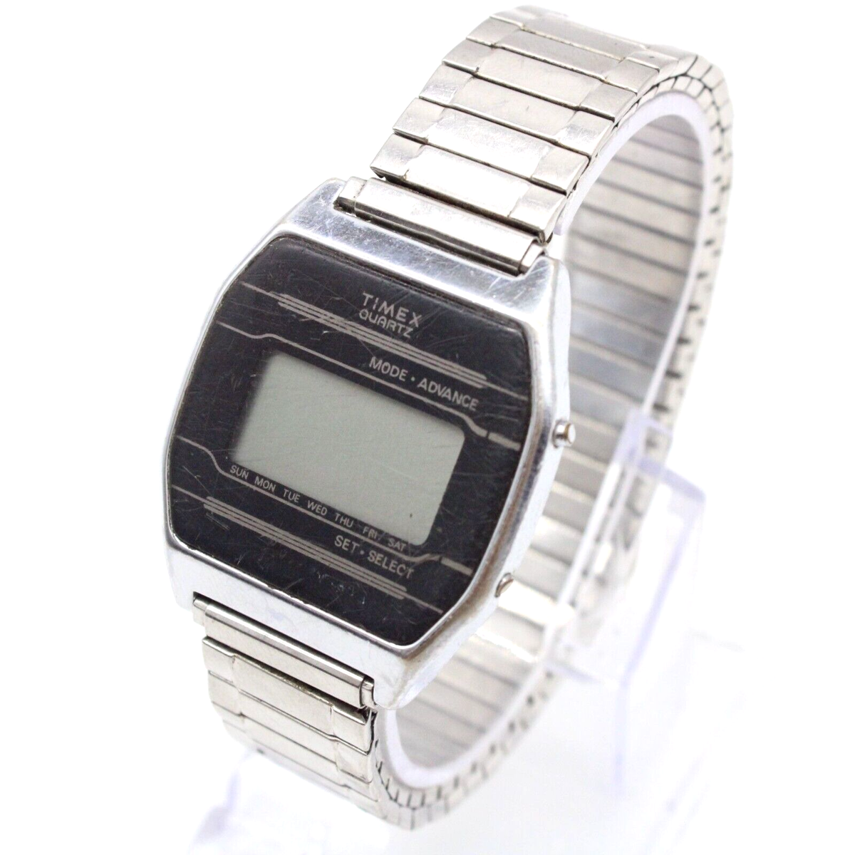 Vintage Timex Digital Watch Mens Silver Tone Stainless Steel Vintage Timex Digital Watch Mens Silver Tone Stainless Steel