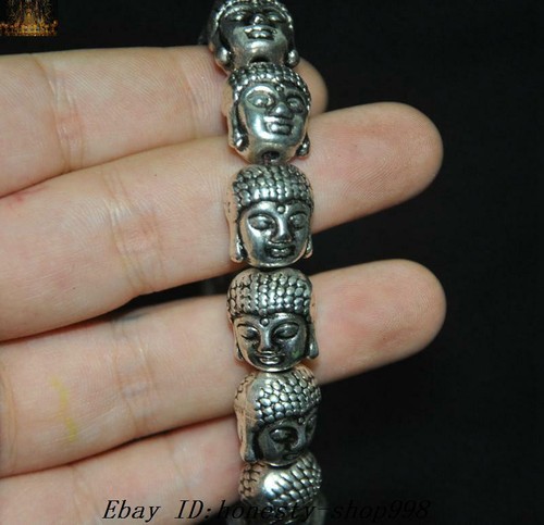 Tibet temple Tibetan silver Sakyamuni Buddha head Exorcism amulet Bracelet - Picture 3 of 7