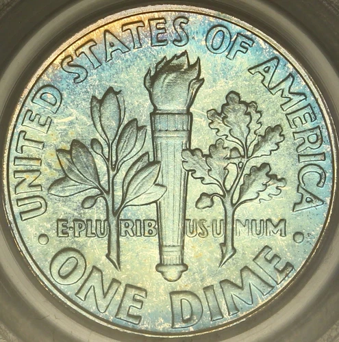 Icy Blueberry Toned PCGS PR66 1963 Proof Roosevelt Dime 10c PQ Two Sided Color