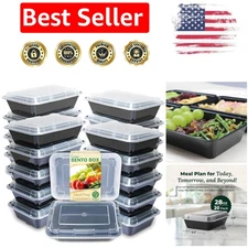 Reusable Bento Boxes - 20 BPA Free Meal Prep Containers, Ideal for Kids & Adults