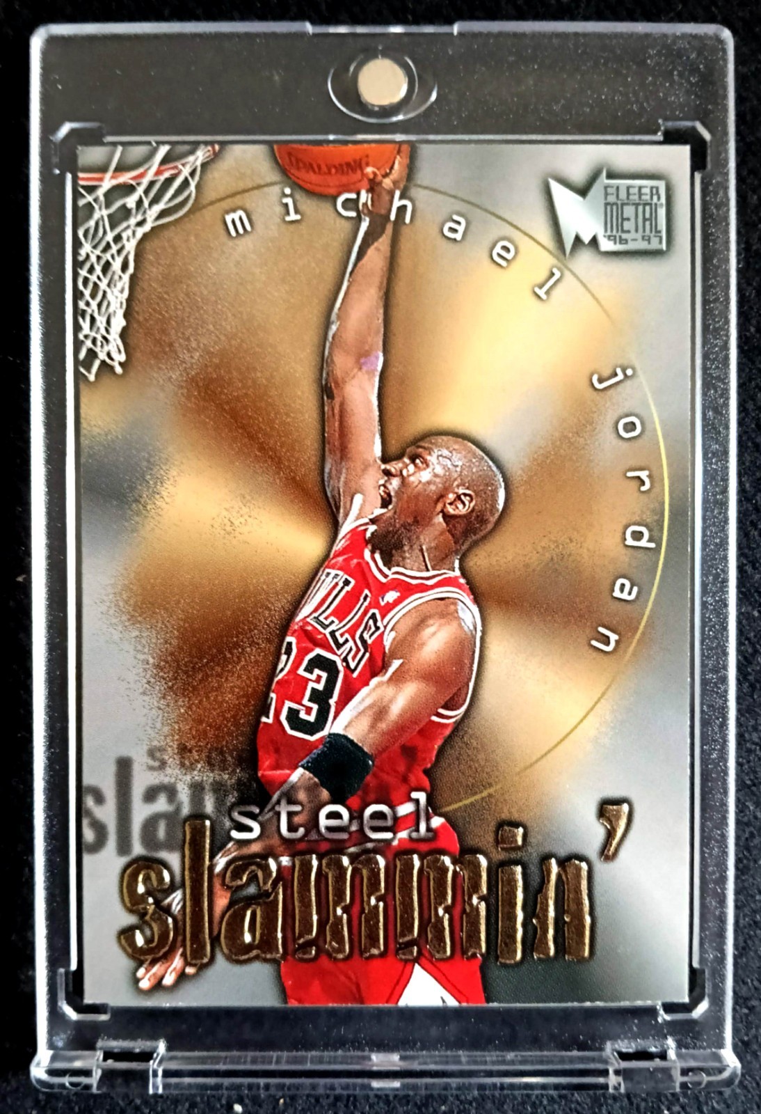 Michael Jordan 1996-97 Fleer Metal Steel Slammin' #6 Embossed Gold Bulls HOF