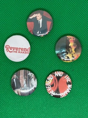 Set of 5 Badges - Reverend and the Makers - 25mm badges - Handmade -  Rock 