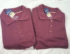 2 Galaxy Boy's School Uniform Short Sleeve Polos - Burgundy - Sz XL 14/16