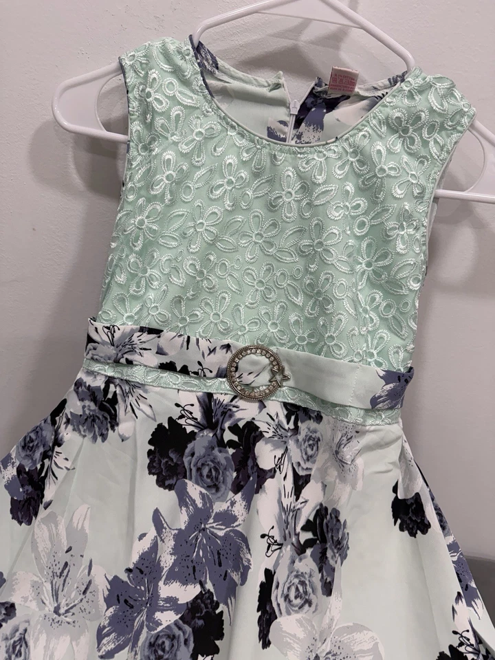 Baby Girls Indian Floral Print Frock Style Kurti Sleeveless Dress Party Wear - Image 4 of 4