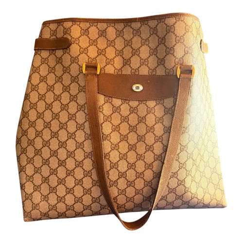 Vintage Gucci GG Monogram Leather-Trim Tote โ Circa 1980s