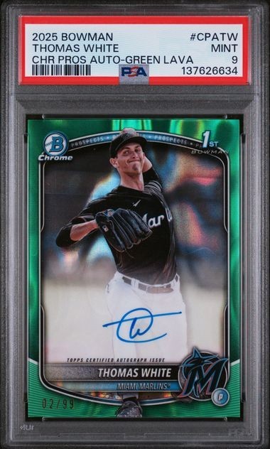 2025 1st Bowman Chrome Green Lava Refractor Auto #CPATW Thomas White /99 PSA9