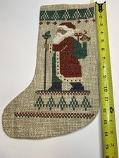 Vintage Christmas Santa Themed Stocking 14  - Decent Condition  FAST Shipping 