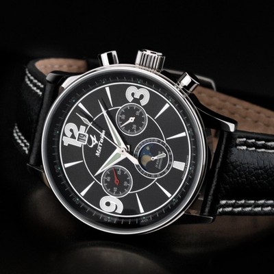 Chronograph Mondphase Poljot 31679 Handaufzug  MakTime mechanisch Uhr Russland