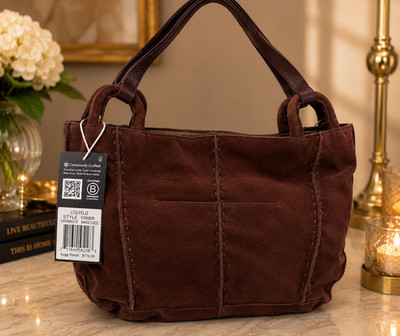 The Sak Los Feliz Suede Leather Shoulder Bag Mahogany Brown Tote Purse NWT