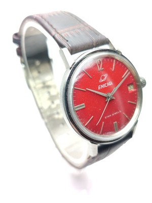 Used Refurbished Enicar 34mm Hand Winding 25 Jewels Men's Wrist Watch NS-18