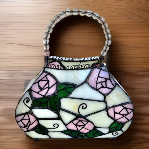 Vintage Stained Glass Purse Lamp Shade, No Electrical 7-1/4"