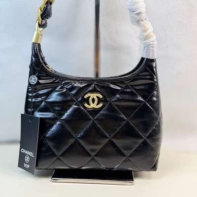 CHANEL Beauty Cosmetic Makeup Bag Black Zip-up Shoulder Bag