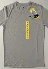 PUMA Men's Lightweight Crew Neck Active Tee T-Shirt Short Sleeve Logo GRAY SMALL