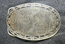 Western Floral Flower Cowboy Cowgirl Southwest Country 80s Vintage Belt Buckle
