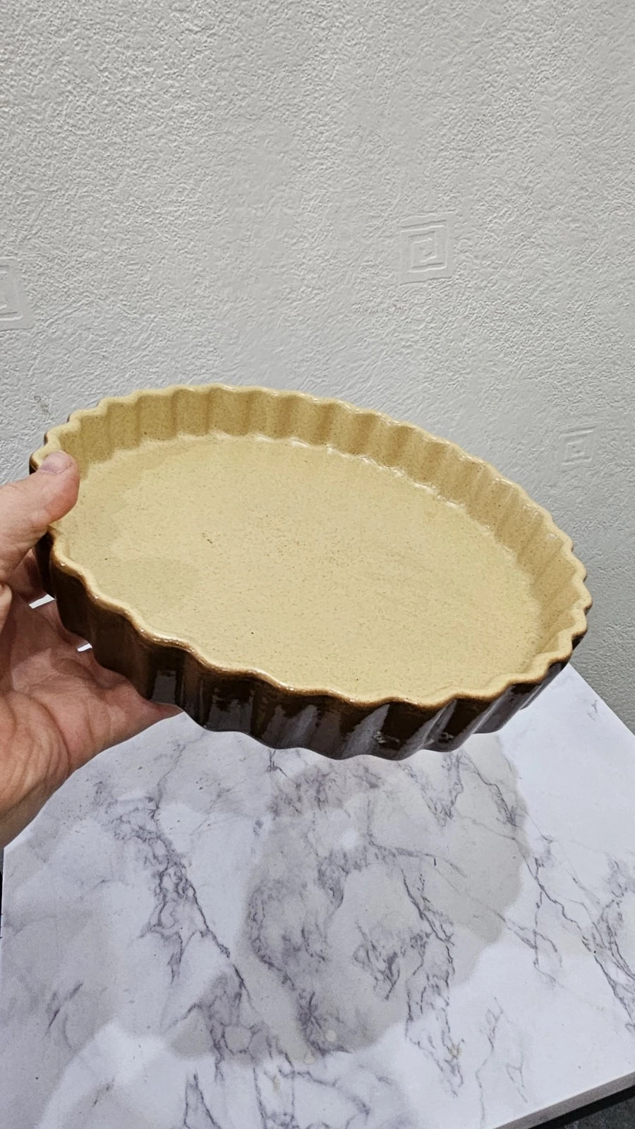 Emile Henry Flan Pie Dish Fluted Tart Pie Vintage France Ceramic Stoneware Brown