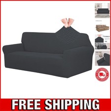 Breathable Dark Gray Sofa Protector - 1-Piece Soft Stretch Cover for All Sofas
