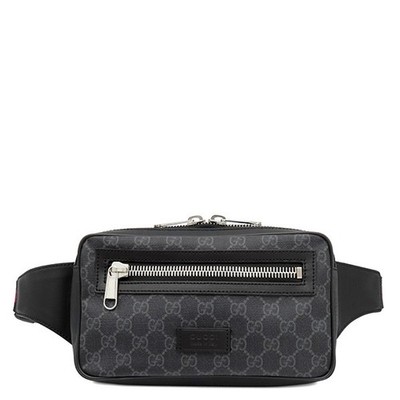 GUCCI Body Bag Soft Belt Bag GG Supreme Canvas black SilverMetal Web Wais