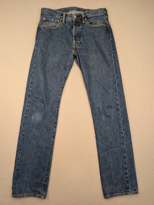 Levis 501 Jeans Herren W31 L34 Blau Denim Straight Leg Classic Vintage Fit