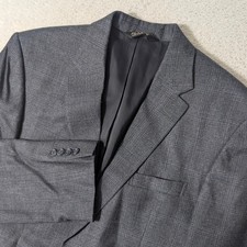 Jos A Bank Sport Coat Mens 42L Gray Glen Plaid Silk Wool Traveler's Collection