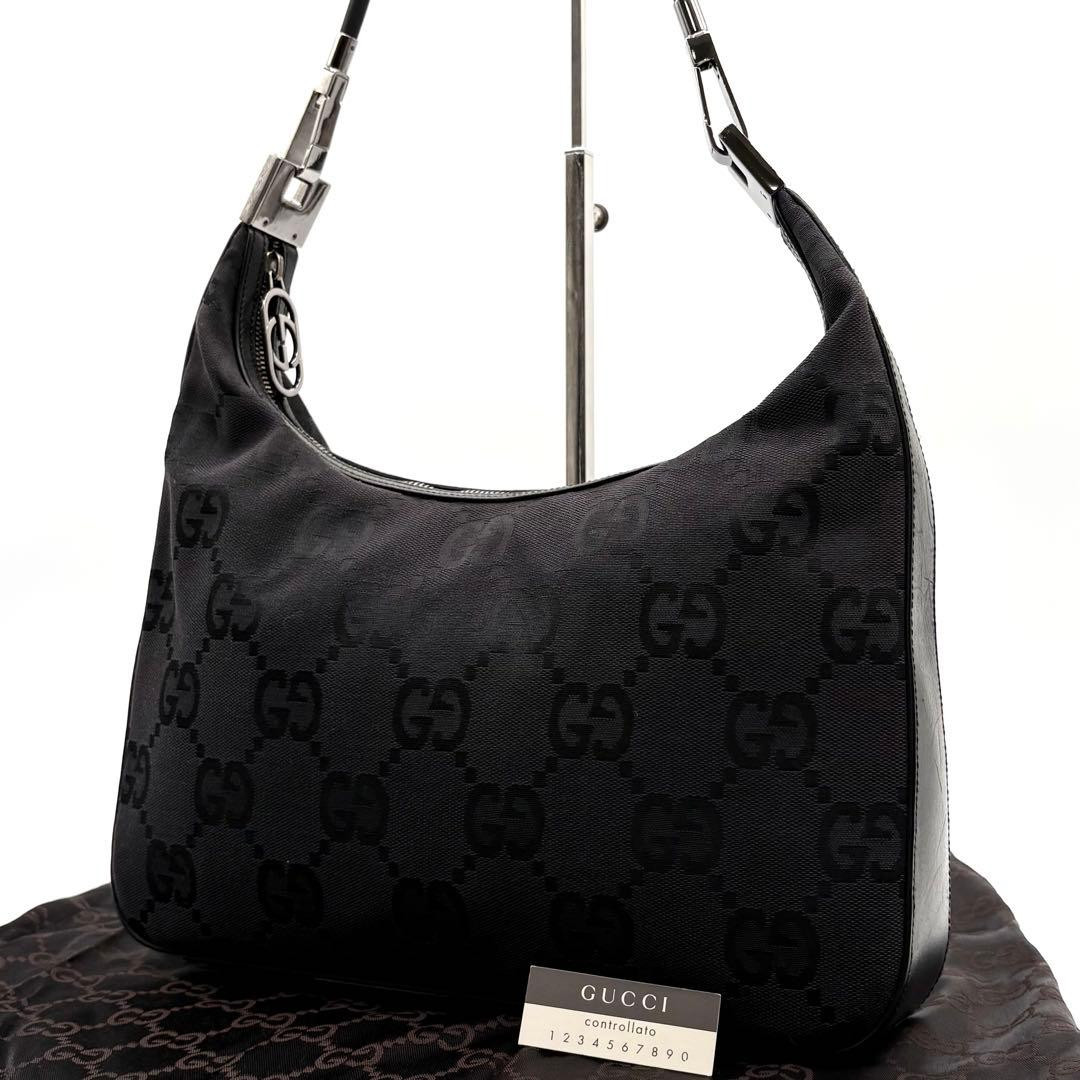 Borsa a tracolla Gucci GG in pelle canvas nera autentica borsa a tracolla...