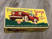 1950s MARX FRICTION POWERED JEEP SET UNUSED IN THE ORIGINAL BOX