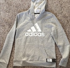 NWT Women's ADIDAS HOODIE Heather Gray w/White Logo SWEATSHIRT sz M