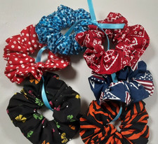 Ponytail Hair Scrunchies, Girls, Women, Patriotic, Red, Blue, Pkg. of 6 Assorted