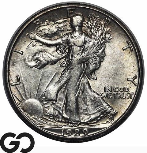 1929-D Walking Liberty Half Dollar, RARE This Nice, Choice AU++/Unc Better Date!