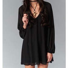 Show Me Your Mumu Donna Michelle Tunic Womens Sz S Black Boho Mini Dress Witchy