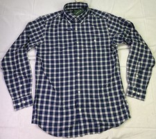 Orvis Men s Country Twill Long-Sleeve Button-Down Shirt-Blue Plaid-Size: M-T
