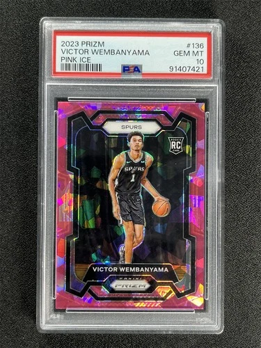 2023-24 Panini Prizm Victor Wembanyama #136 Pink Cracked Ice Rookie RC PSA 10 MT