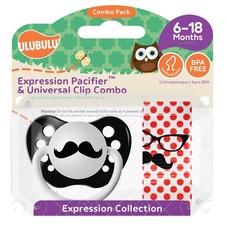 Ulubulu Baby Pacifiers- Barber Mustache 0-6M Retro Clip Combo Set NEW Strap