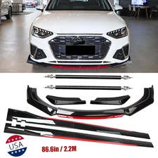 Front Bumper Lip Spoiler Splitter Side Skirt Glossy Black For Audi RS3 RS5 RS6