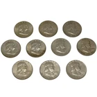 10 XF/AU 1963 Franklin Half Dollar Lot 90% Silver $5 Face Value 1/2 Roll