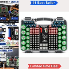 Battery Storage Organizer Holds 180 Batteries Clear Locking Lid Removable