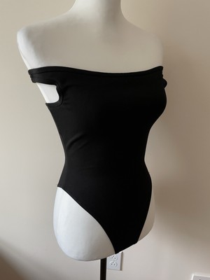 David Koma Off The Shoulder Black Stretch Viscose Sexy Bodysuit XS New