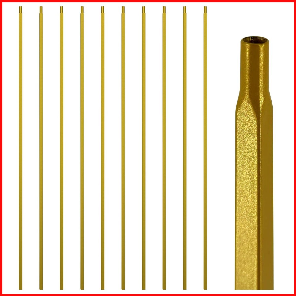BH Railing Glossy Gold Wrought Iron Stair Plain Balusters Interior, 1/2" x 44"