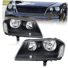 Headlights Assembly Compatible for 2008-2014 Dodge Avenger Black Black/Clear