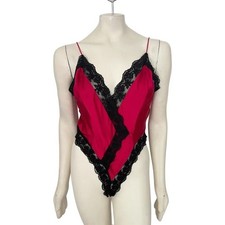 Vintage VICTORIA'S SECRET Gold Label Silk Lace Teddy Red Black WOMEN'S MEDIUM