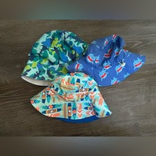 Boys Kids Toddler Summer Beach SPF Bucket Hat Set Sharks Surbowrd