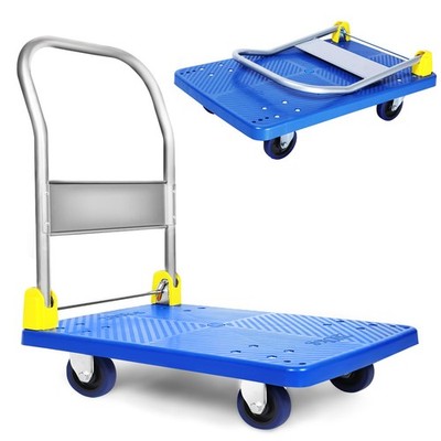 Healsmart Plattformwagen mit 400 kg Tragkraft und 360GradSchwenkrädern, Faltb...