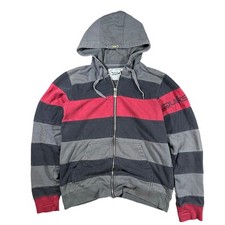 Vintage Y2K Quiksilver Full Zip Striped Hoodie Sweatshirt