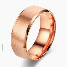 Rose Gold Plated Metal Brushed Band Ring Size B No Stone Used
