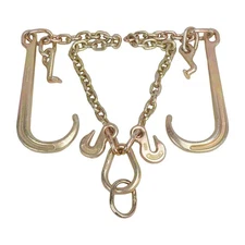 3/8" G70 2' Ft V-Type Transport Tow Chain Flatbed Truck Carrier w/15" Long Shank