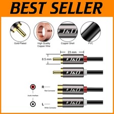 6ft 2 RCA Extension Cable, Gold Plated Stereo Audio Cable