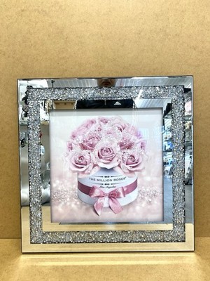 Crushed Diamond Million Rosen Bild Rosa Liquid Art 3D Wandbehang 50x50 cm