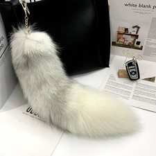 For Bag Furry chic 15"-16" Pendant Real Fox Farm Fur Tail Car Keychains Y2K