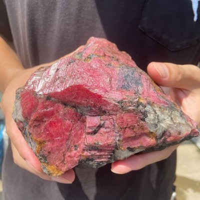 4.1LB Raw Ore Red Black Rhodonite Quartz Gemstone Mineral Specimen healing