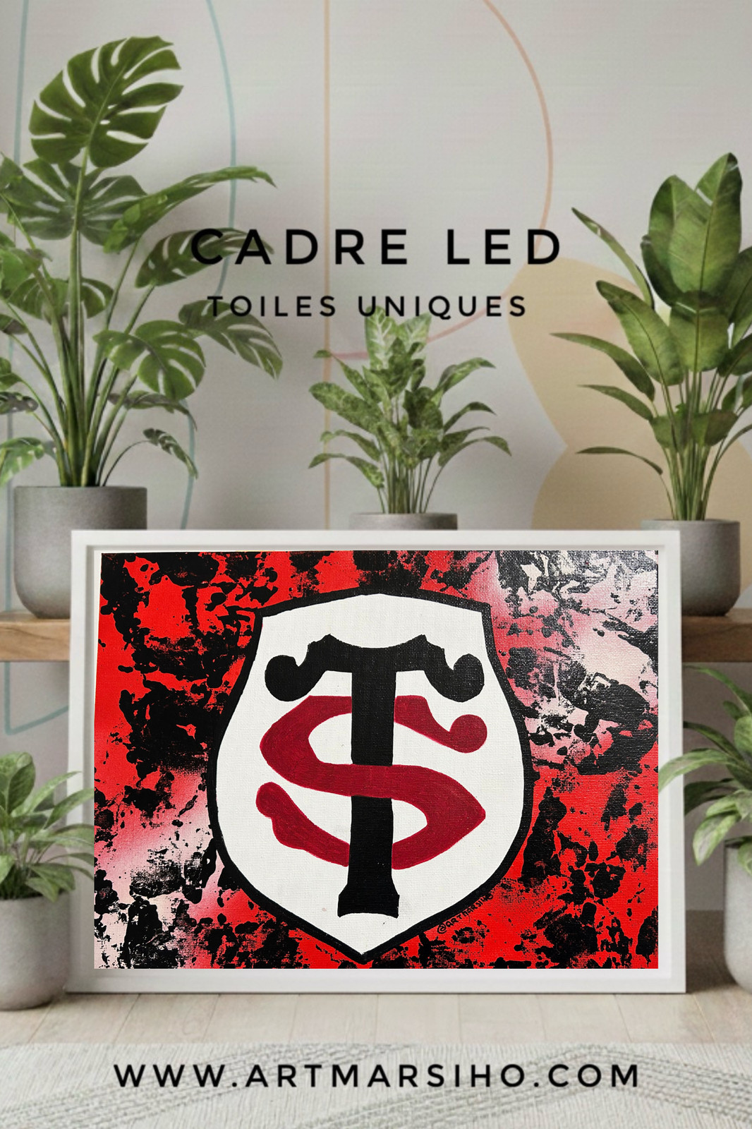Maillot Stade Toulousain domicile rouge et noir en taille L pour supporter du top 14