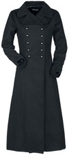 Gothicana by EMP Damen schwarzer langer Militärmantel mit doppelter Knopfleiste